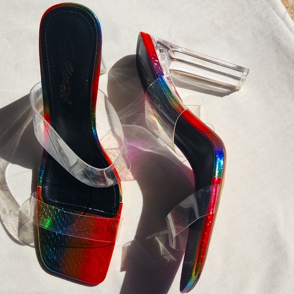 Rainbow Clear Heels - Picture 1 of 7